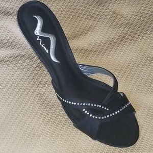 Nina Black Slip-On Sandal